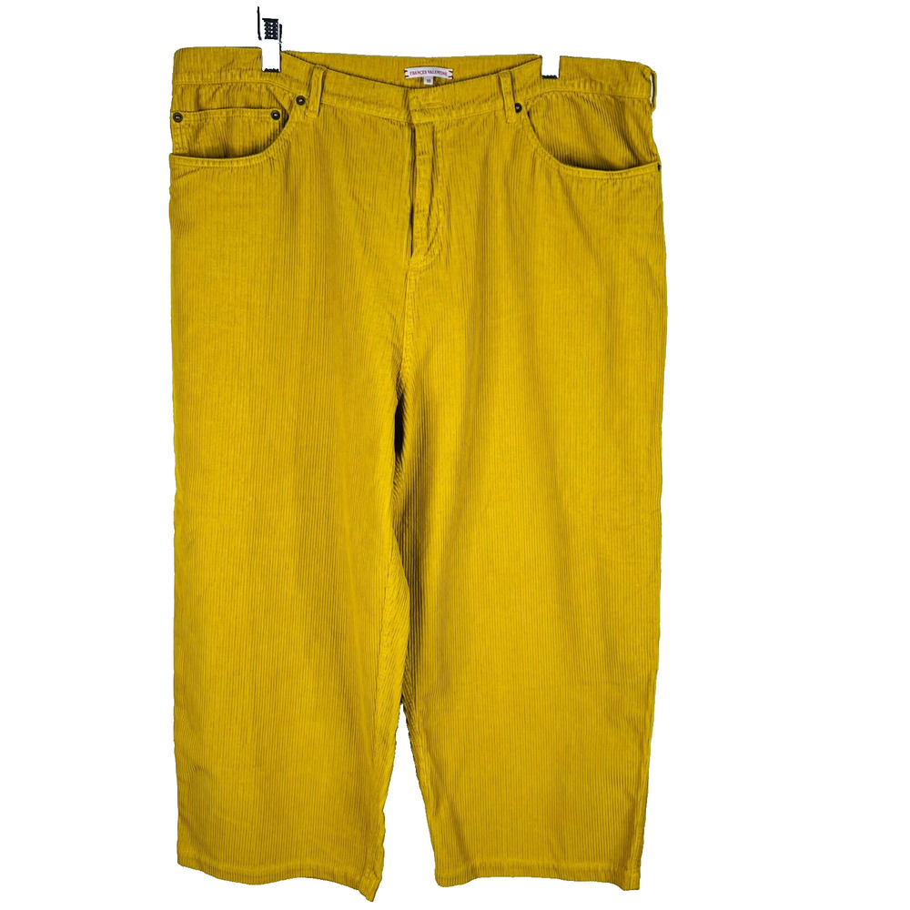 Frances Valentine‎ Size 18 Wide Leg Pants Yellow Cropped Wide Whale Corduroy